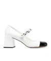 Miu Miu Leather Chain Pumps In White