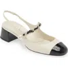 Miu Miu Chain Strap Slingback Cap Toe Pump In White
