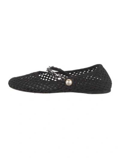 Pre-owned Miu Miu Chain-link Accents Mary Jane Flats In Black