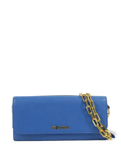 Pre-owned Miu Miu Chain-link Clutch Bag In Blue