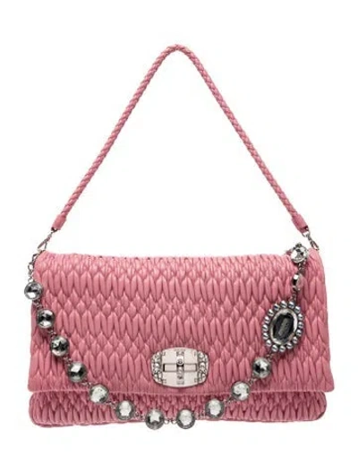 Pre-owned Miu Miu Chain-link Shoulder Bag In Pink