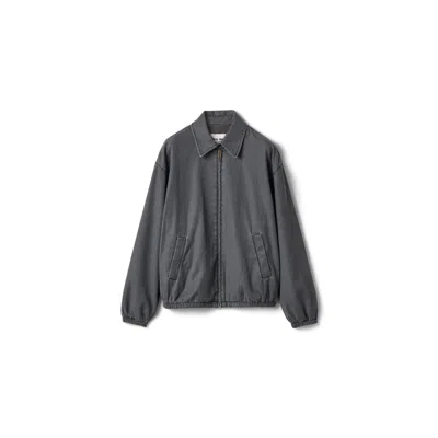 Miu Miu Chambray Blouson Jacket In Gray
