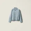 Miu Miu Chambray Blouson Jacket In Green