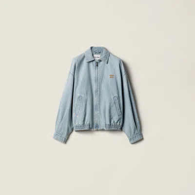Miu Miu Chambray Blouson Jacket In Blue