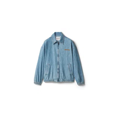 Miu Miu Chambray Blouson Jacket In Blue