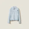 Miu Miu Chambray Blouson Jacket In Light Blue