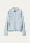 Miu Miu Chambray Blouson Jacket In F0076 Celeste