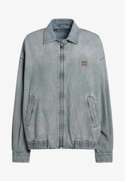 Miu Miu Chambray Denim Jacket In Blue