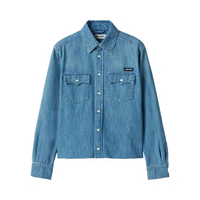 Pre-owned Miu Miu Chambray Shirt 'azzurro' | Blue | Women's Size 36