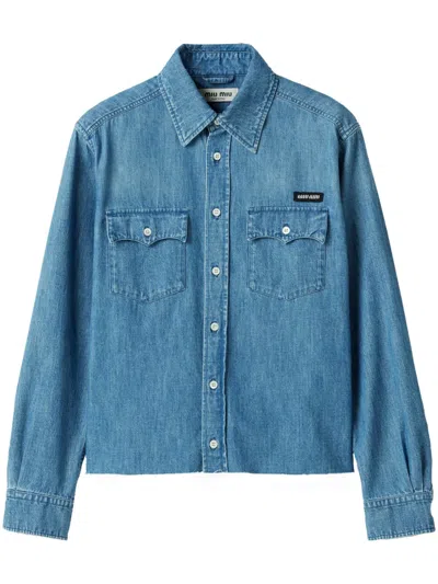 Miu Miu Chambray Shirt In Sapphire Blue