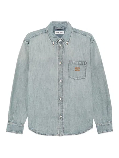 Miu Miu Chambray Shirt In Blue