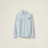 Miu Miu Menswear Chambray Button Down Shirt In Light Blue