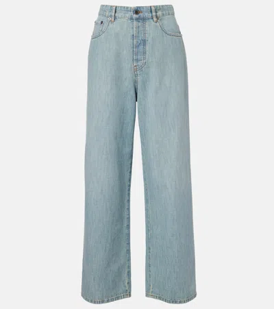 Miu Miu Chambray Wide-leg Jeans In Blue