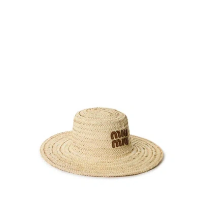 Miu Miu Chapeau Palmetto In Beige