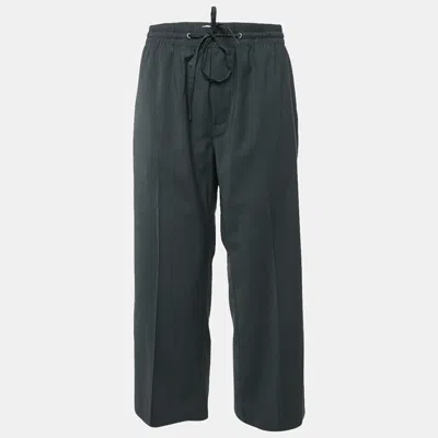 Pre-owned Miu Miu Charcoal Black Wool Blend Straight Leg Trousers M