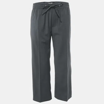 Pre-owned Miu Miu Charcoal Black Wool Blend Trousers S In Grey