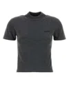 Miu Miu Cashmere Sweater With Mock Neck And Short Sleeves In Gray