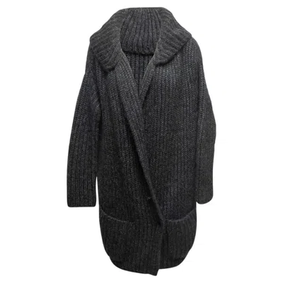 Pre-owned Miu Miu Charcoal  Mohair-blend Longline Cardigan In Black