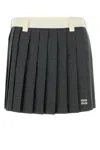 Miu Miu Gray Pleated Mini Skirt With Natural Waist