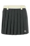 Miu Miu Gray Pleated Mini Skirt With Natural Waist In Ardesia