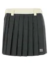 Miu Miu Gray Pleated Mini Skirt With Natural Waist In Grey