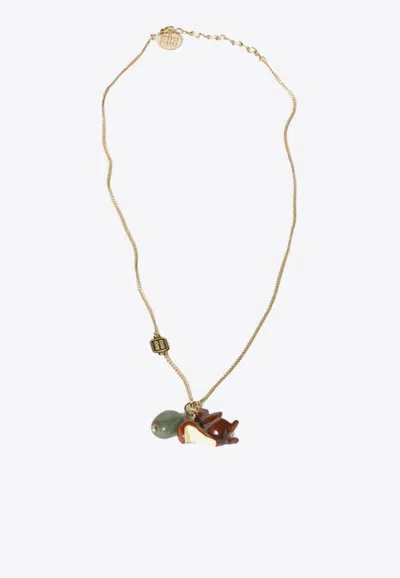 Miu Miu Charms Chain Necklace In Oro+avventurina