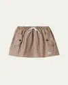 Miu Miu Check Drawstring Mini Skirt In Orange