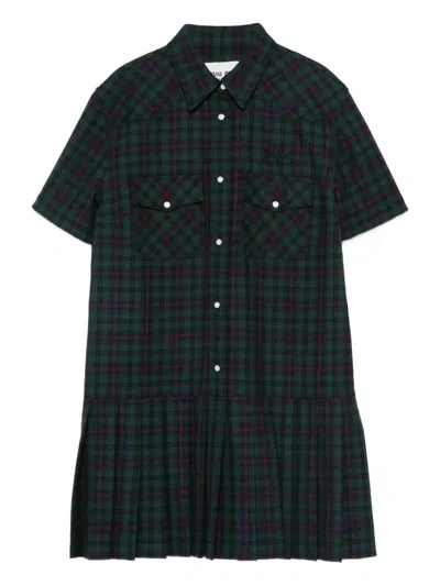Miu Miu Check Dress In Blue