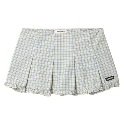 Pre-owned Miu Miu Check Gonna 'bianco/salvia' | White | Women's Size 38