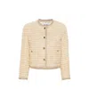 Miu Miu Metallic Tweed Jacket With Patch Pockets In Neutral