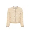 Miu Miu Metallic Tweed Jacket With Patch Pockets In Gold