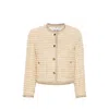 Miu Miu Metallic Tweed Jacket With Patch Pockets In Gold