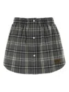Miu Miu Check Mini Skirt In Gray