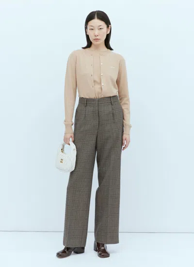 Miu Miu Women Check Pants In Brown