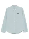 Miu Miu Check Poplin Shirt Long Sleeves Cuffs In Green