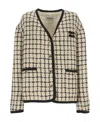 Miu Miu Check-pattern Tweed Jacket In Nude