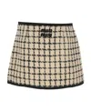 Miu Miu Embroidered Wool Blend Mini Skirt In Nude
