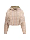 Miu Miu Vichy Check Technical Fabric Blouson Jacket In Gesso+arancio