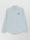 Miu Miu Check Poplin Shirt Long Sleeves Cuffs In Blue