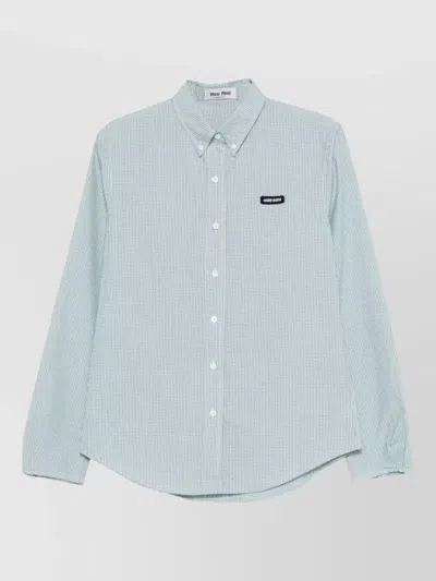MIU MIU CHECK POPLIN SHIRT LONG SLEEVES CUFFS