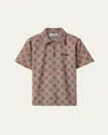 Miu Miu Check Short-sleeve Polo Top In Brown