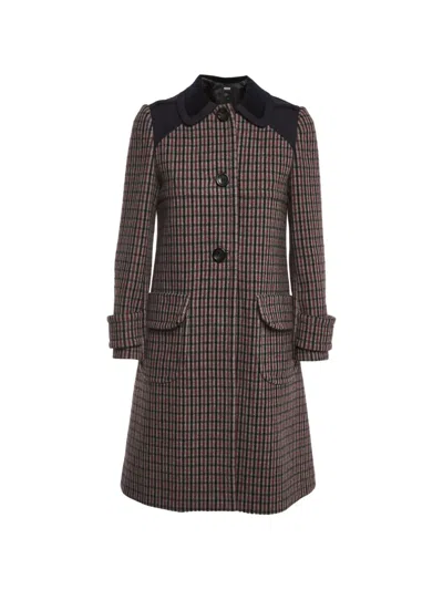 Pre-owned Miu Miu Check Single-breasted Coat In Gray