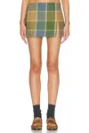 Miu Miu Wool Mini Skirt Plaid Side Slit In Multi