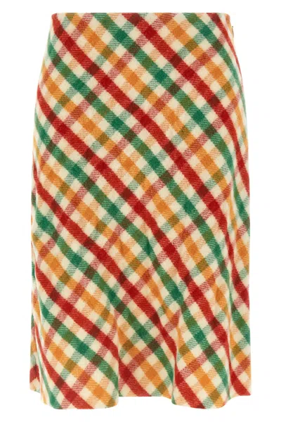 Miu Miu Check Skirt In Multi