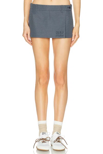 Miu Miu Check Skort In Blue