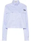 Miu Miu Checked Shirt In Light Blue