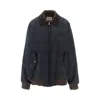 Miu Miu Check Twill Blouson Jacket In Blue