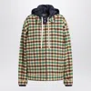 Miu Miu Check Wool Jacket With Nylon Hood In Green