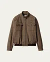 Miu Miu Wool Jacket Check Pattern High Collar In Brown