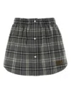 Miu Miu Checked A-line Skirt In Gray